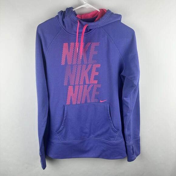 NIKE THERMA-FIT Women’s Medium Purple‎ Sweatshirt Hoodie Thumb Holes Drawstring - Picture 1 of 5